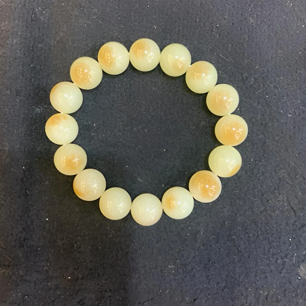 黄白老玉带糖手串