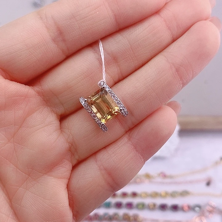 水晶颈饰银S925镶嵌吊坠