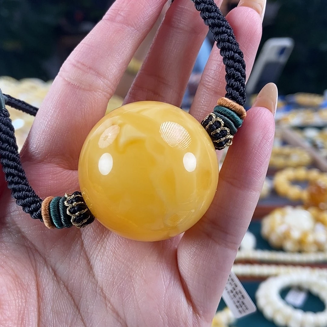琥珀未镶嵌珠宝奇石35 妖花圆珠