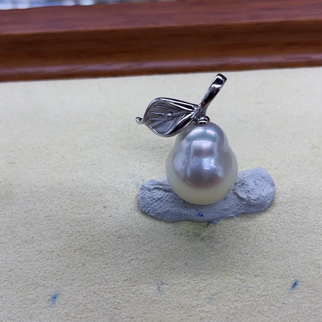 吊坠(赠链)银S925镶嵌海水珍珠澳白葫芦吊坠12/13mm