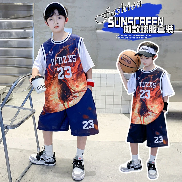 男童夏季篮球服套装2025新款中大童洋气宽松儿童速干男孩球衣薄款