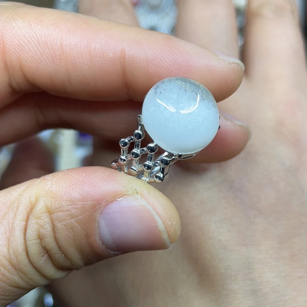 【闪购商品】银S925镶嵌珠宝半成品水晶戒指