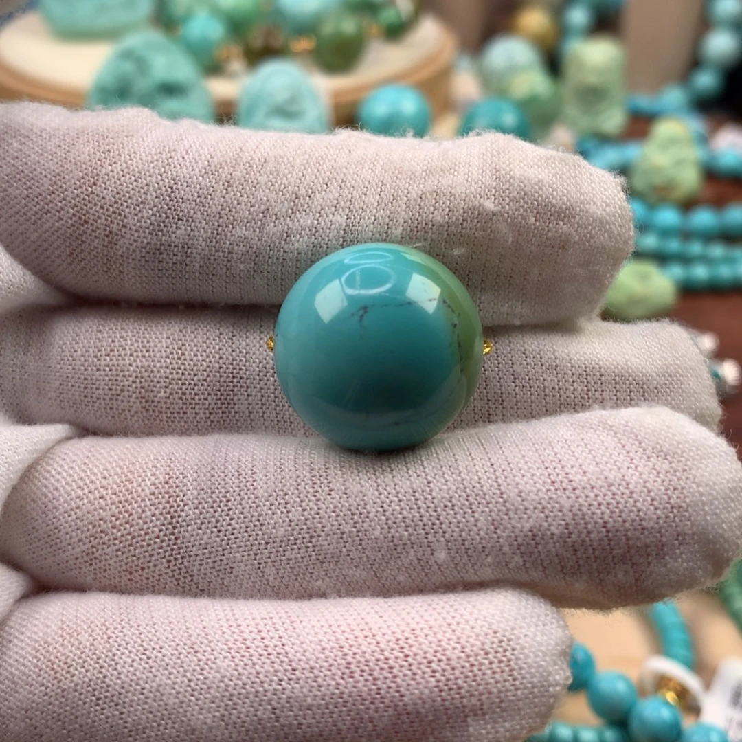 绿松石未镶嵌珠宝奇石双色圆珠19.5mm