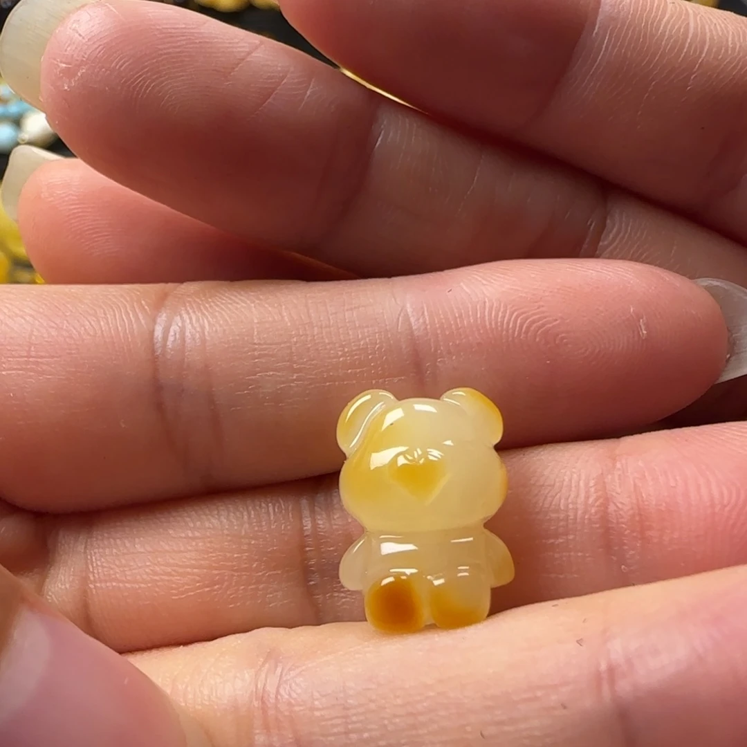 蜜蜡未镶嵌颈饰蜜蜡俏色小熊迷你