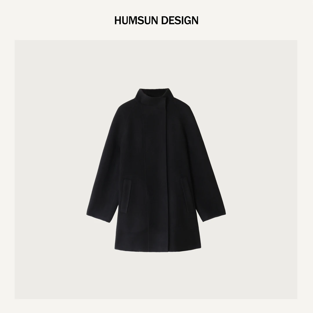 HUMSUN/禾木笙「琴调」山羊绒绵羊毛双面呢松弛廓形系带大衣 5D103