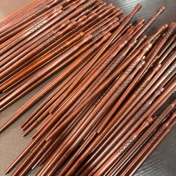 中式木筷子磨花圆头创意工艺品筷子