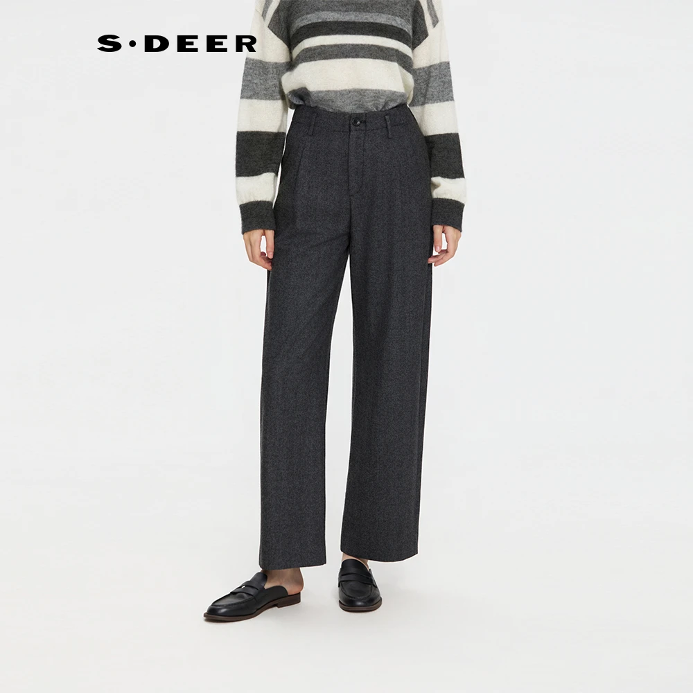 【粉丝专享】圣迪奥女装秋冬阔腿裤百搭休闲裤弯刀裤简约S253Z0812