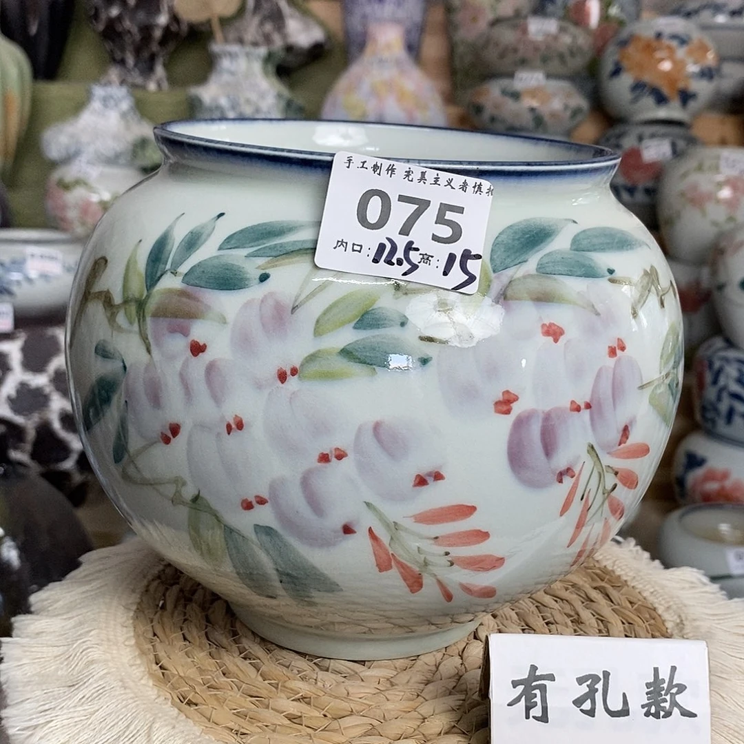 景德镇陶瓷纯手绘陶瓷花盆075