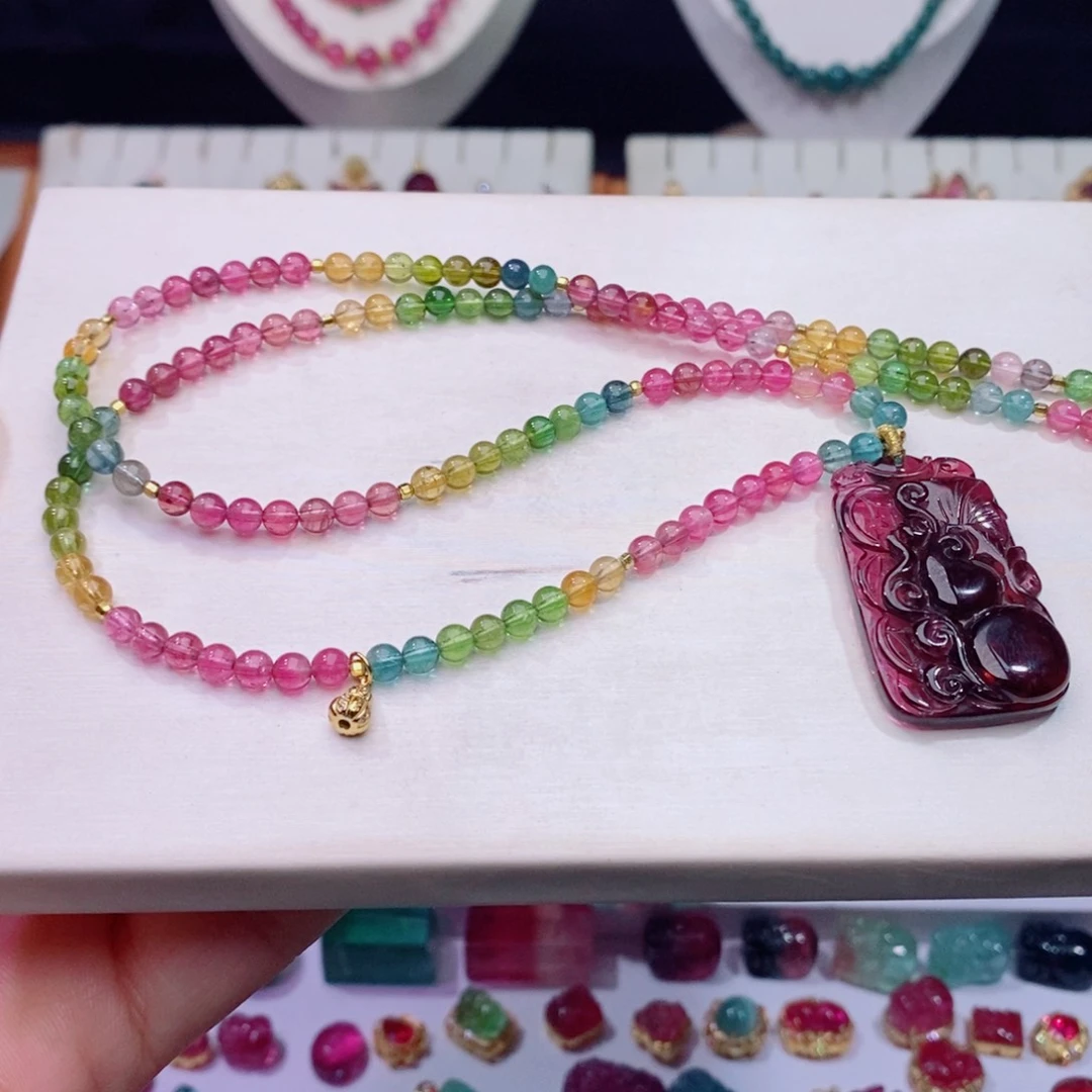 颈饰18K金镶嵌碧玺碧玺A项链