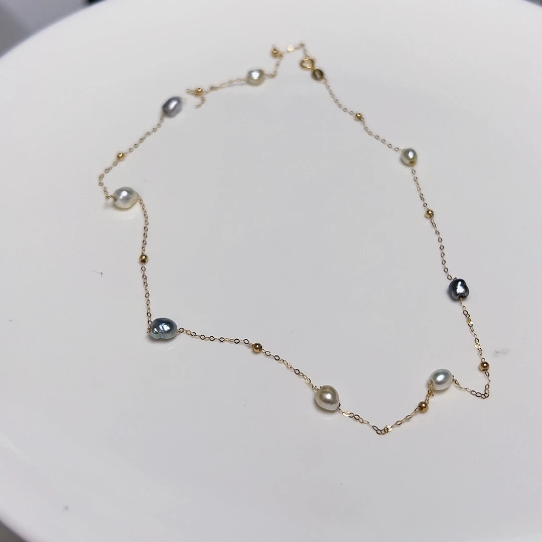 海水珍珠颈饰18K金镶嵌豆*豆