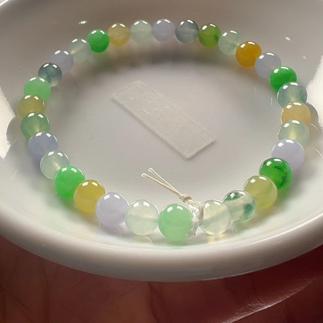 翡翠未镶嵌手链翡翠多宝有种有色手串