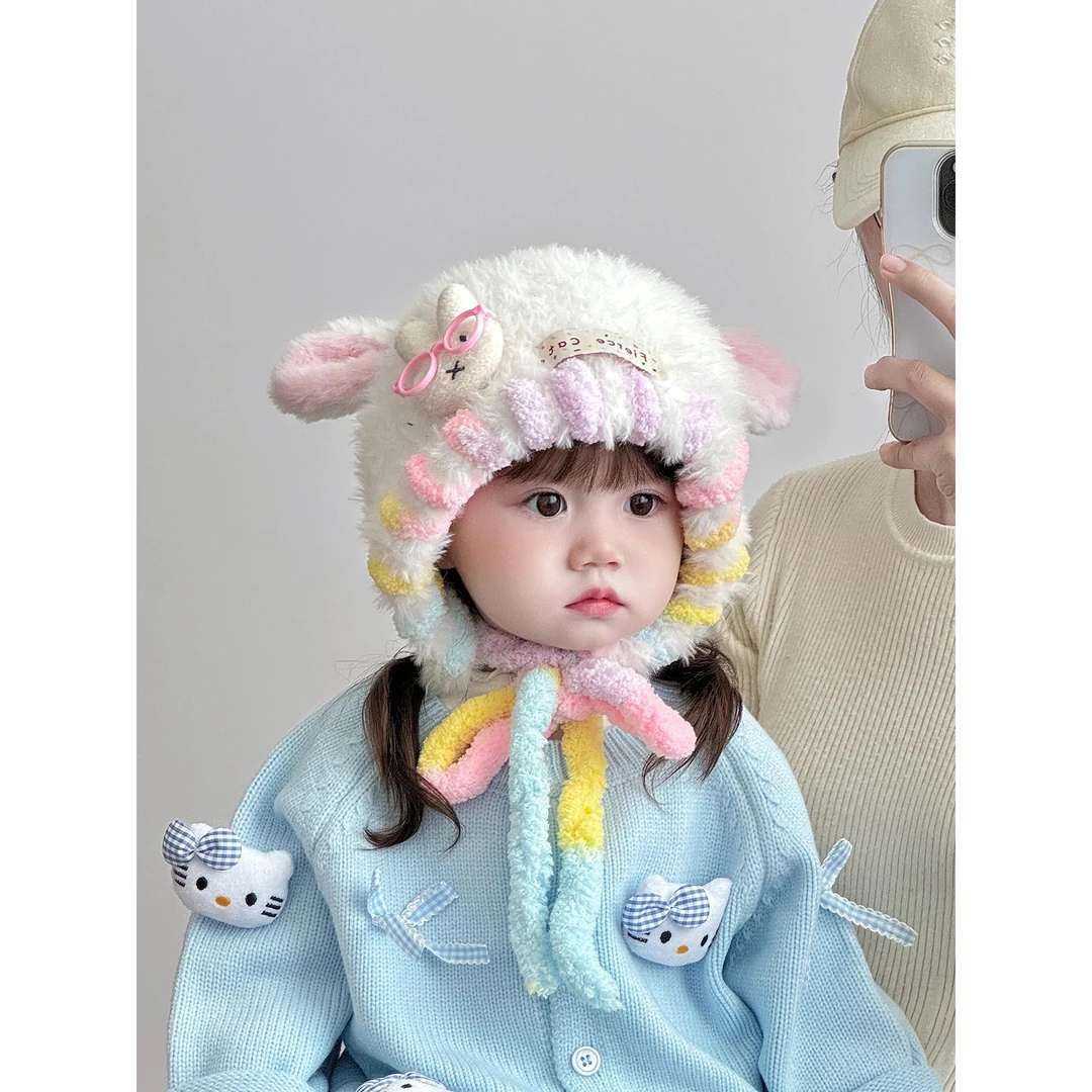 儿童亲子帽子秋冬季保暖加厚针织毛绒帽女宝宝可爱防风毛线护耳帽