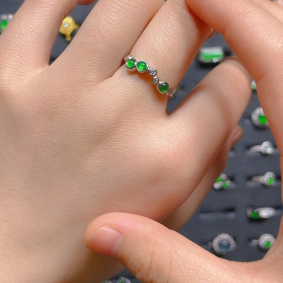 翡翠戒指银S925镶嵌戒指