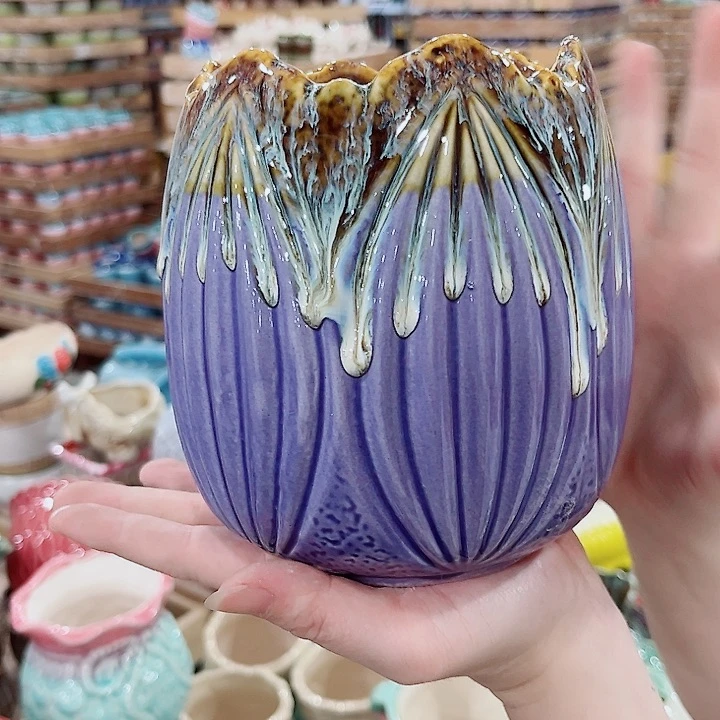 有孔.凑单10元陶瓷花盆发货！