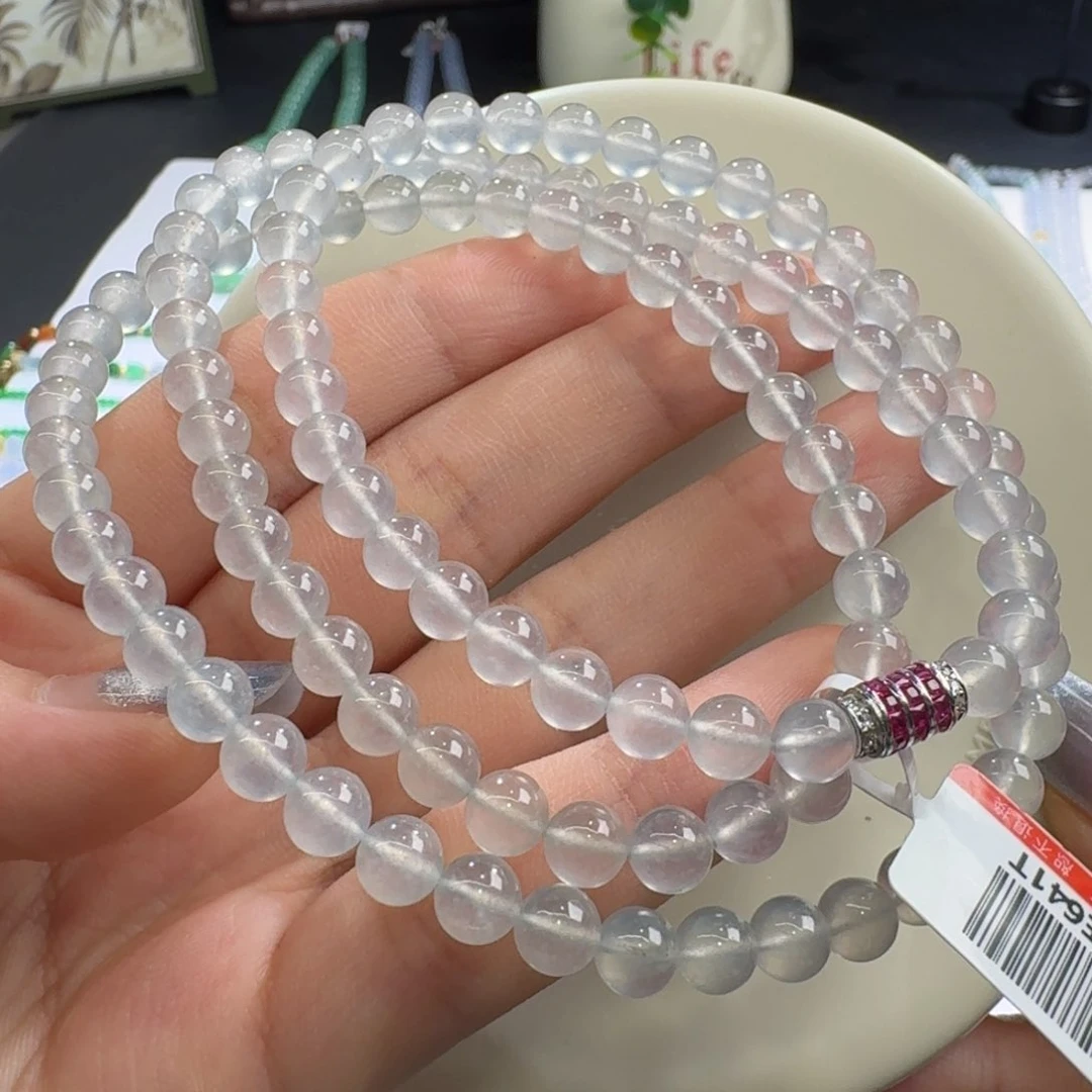 未镶嵌手链翡翠白玻璃钢项链卡6 明星同款！