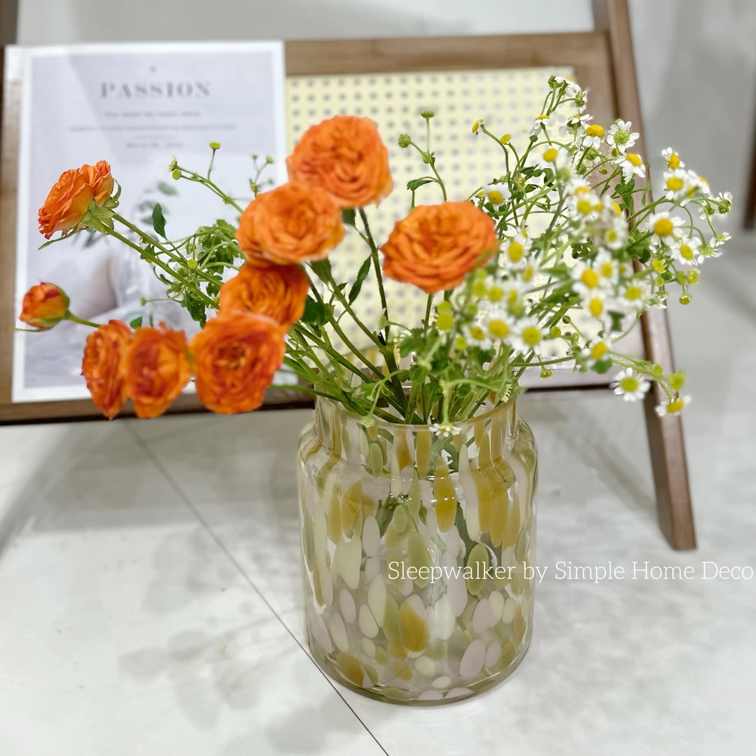 口11高17.5宽15 出口北欧小众厚重彩点玻璃花瓶