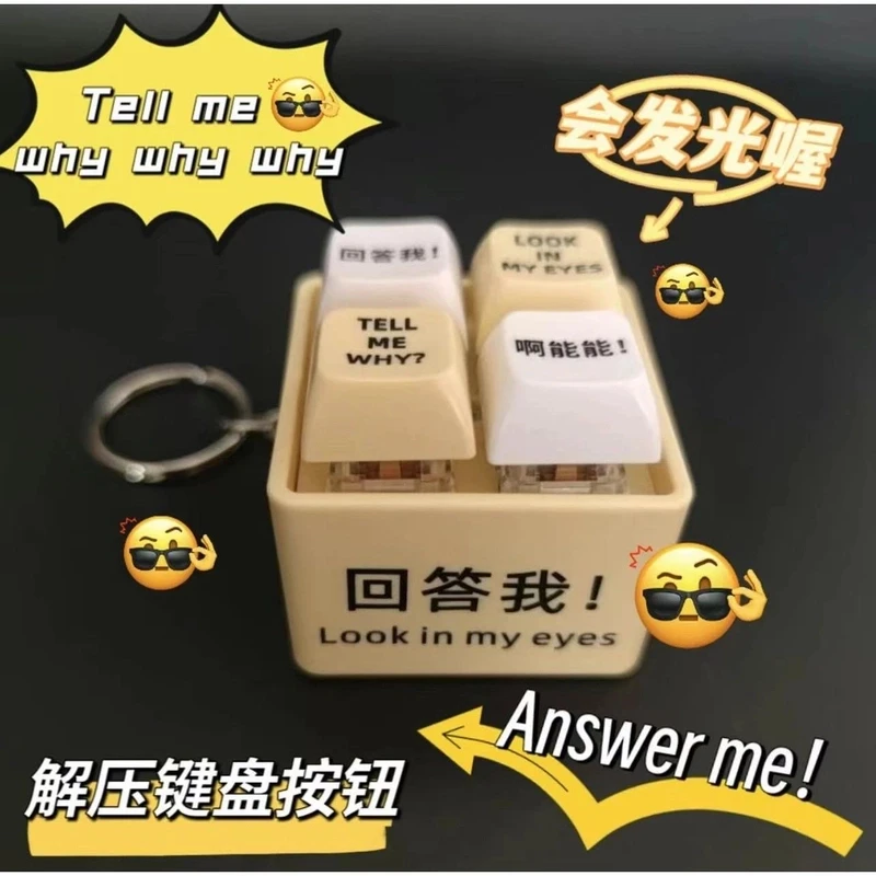 【四格按键】tell me why回答我玩具语录发音发光钥匙扣万恶之源键