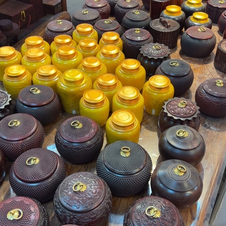 木茶叶罐茶叶罐一对