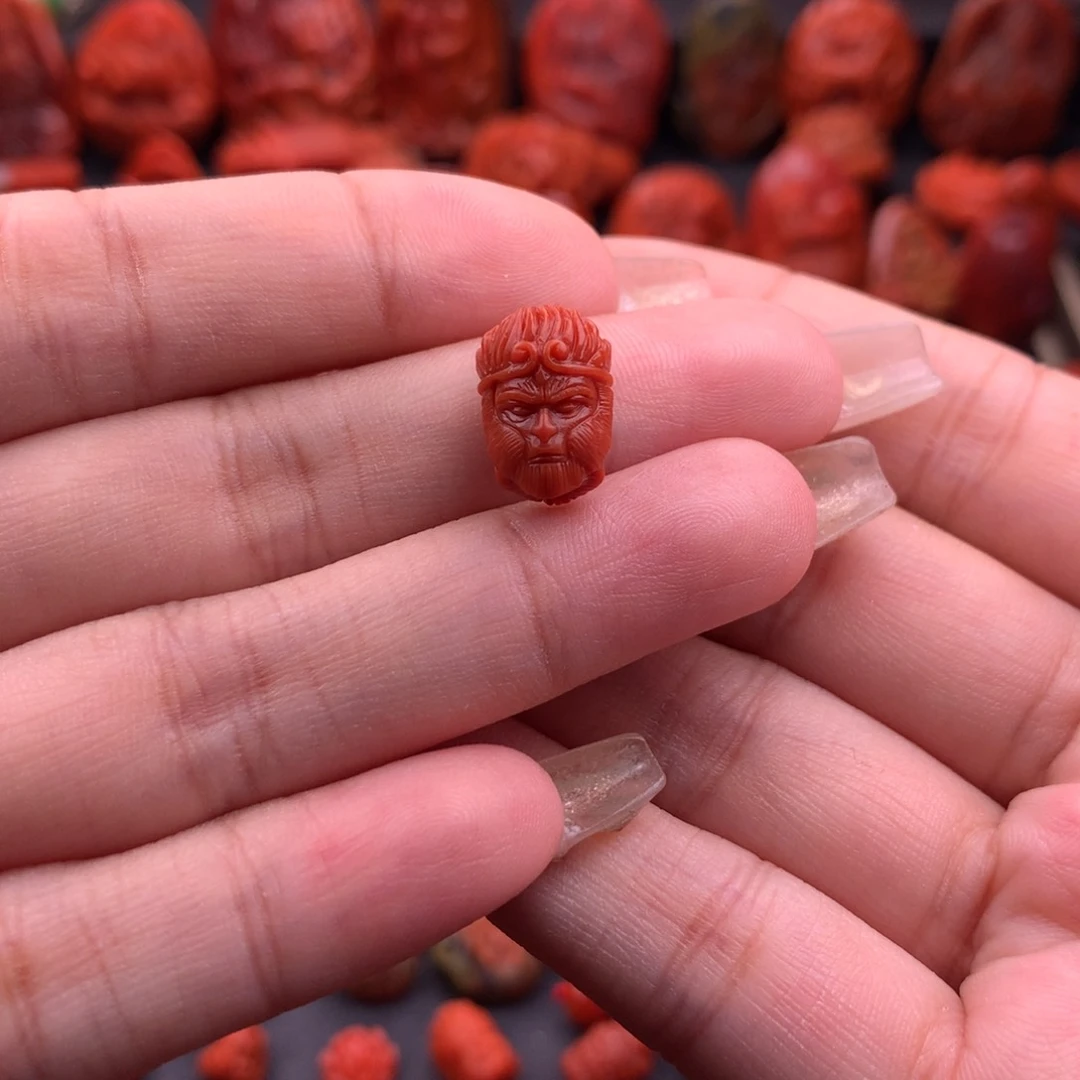 南红玛瑙南红川料精工大圣头9.6mm未镶嵌