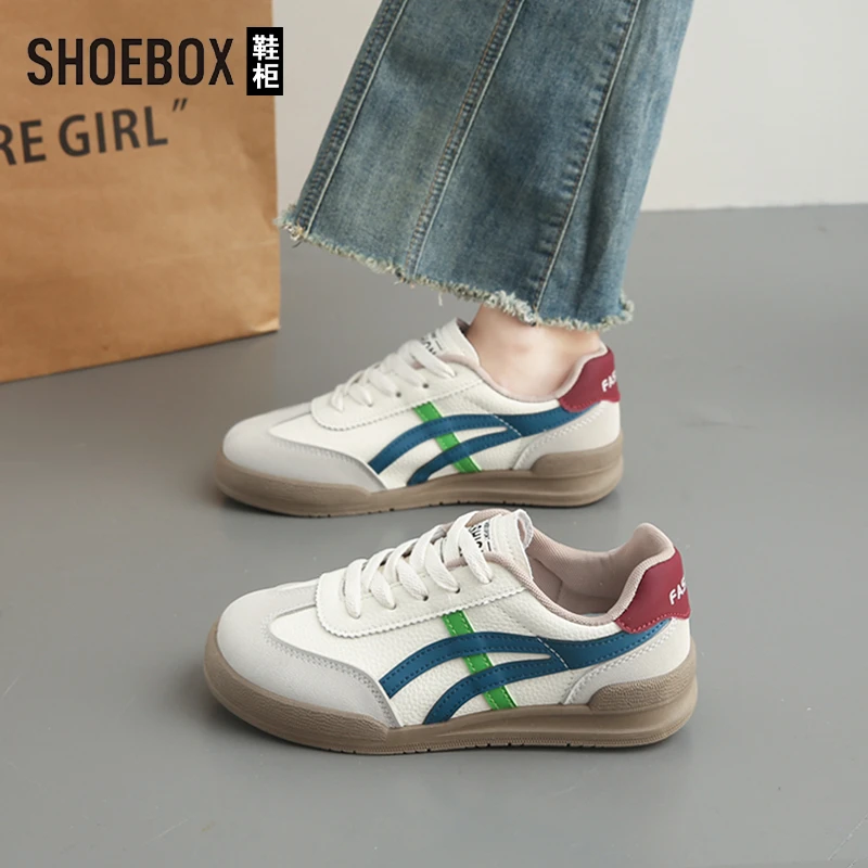 SHOEBOX鞋柜平底板鞋阿甘鞋女2025新款轻便休闲运动鞋德训鞋子