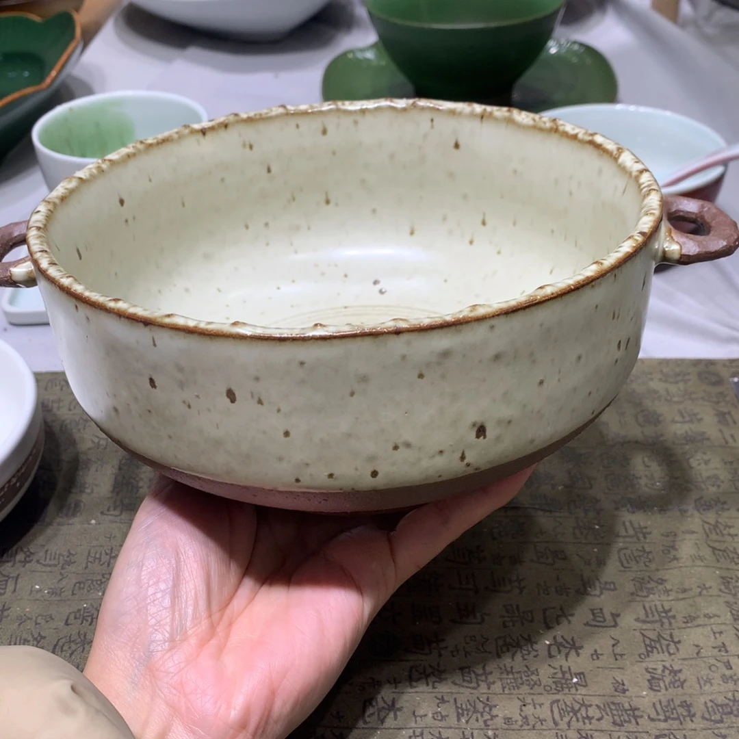 陶景德镇粗陶复古盘碗微瑕