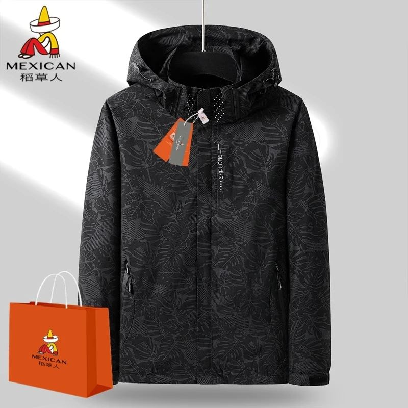Mexican/稻草人秋冬秋季薄款夹克男士摇粒绒冲锋衣防风长袖防水男
