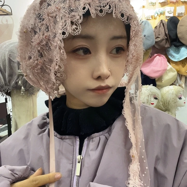 纯棉粉色披肩飘带款