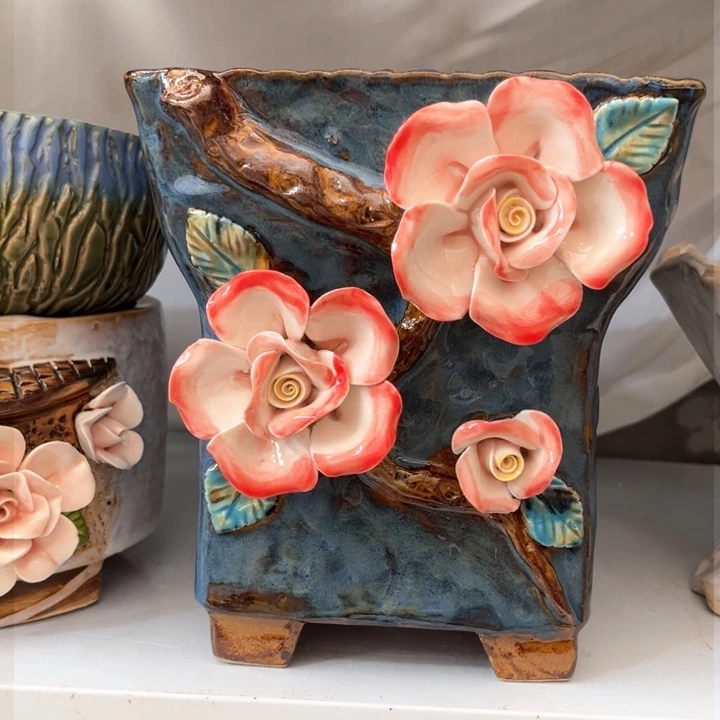 紫砂花盆粗陶材质多肉花盆