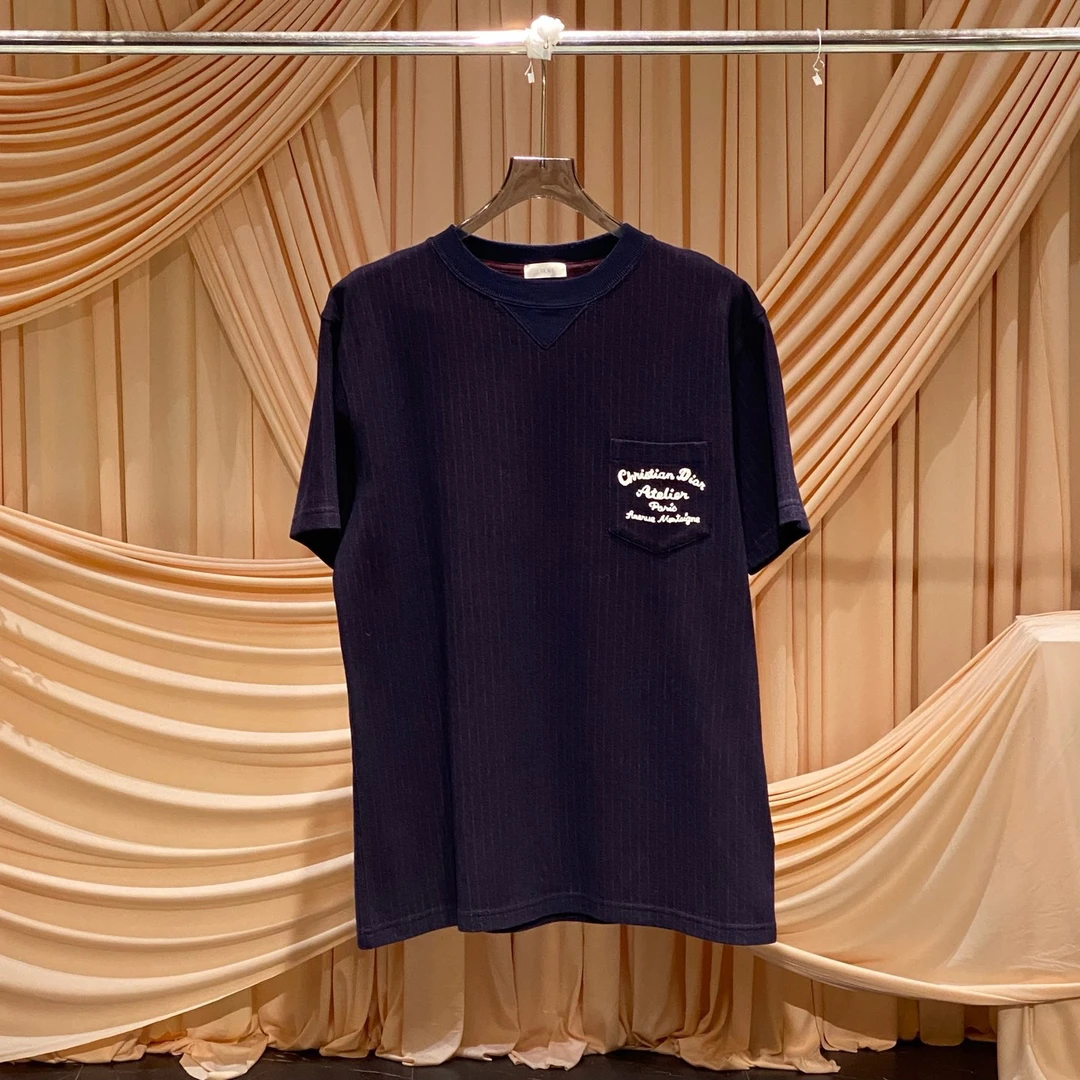 未使用 DIOR/迪奥 爆款条纹标语logo羊毛短袖/xl码 大码/38386