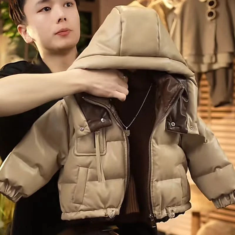 现货啵小爸【流心巧可】2024秋冬季男童韩版休闲连帽羽绒外套