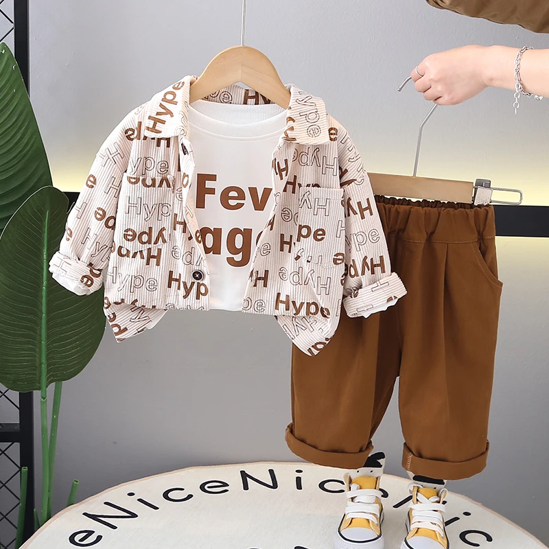 童装男童春装套装洋气男宝宝婴儿童春秋季休闲开衫长袖三件套小童