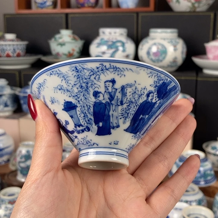 杯折葵非器竹林七贤斗笠杯