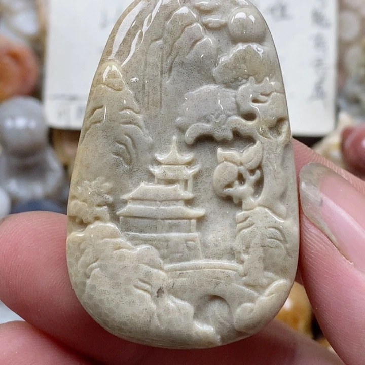 颈饰未镶嵌硅化珊瑚（珊瑚玉）