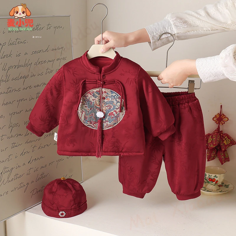 儿童套装男童女童唐装中国风喜庆拜年服婴儿周岁礼服2025新款冬季