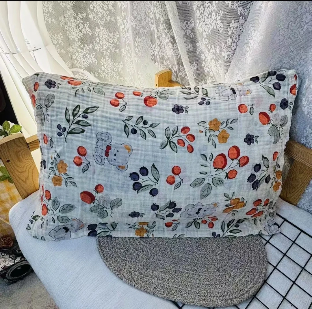 【枕套】A类全棉草木染泡泡纱100棉枕套婴儿可用48*74