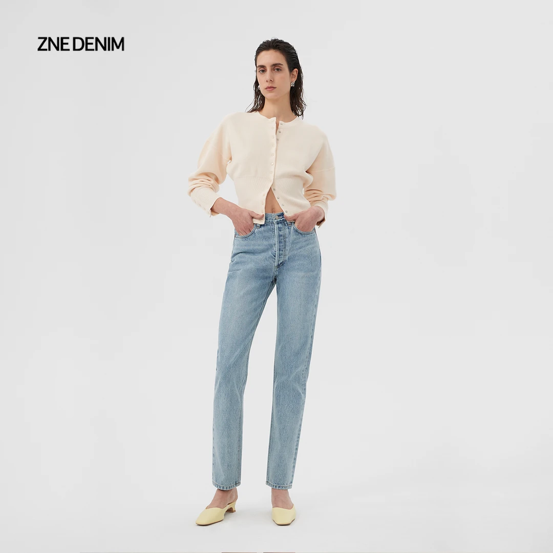 ZNEJeans高级水洗质感舒适无弹小直筒牛仔裤女1168