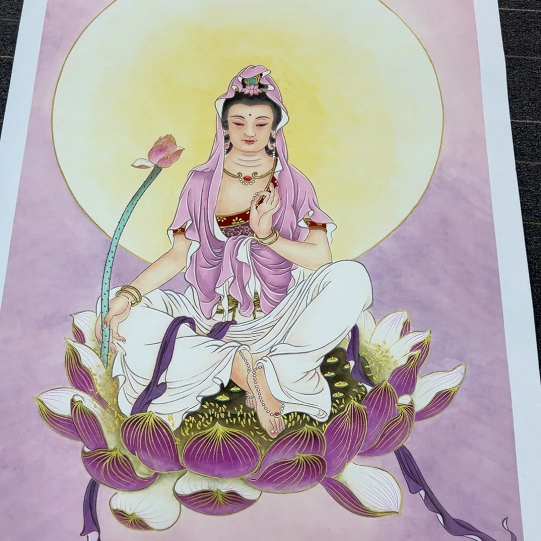 吉***彪国画李老师紫衣观音画芯