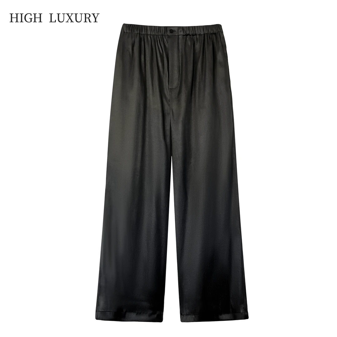 【暗黑腔调】小众设计师款香云纱莨纱桑蚕丝真丝阔腿裤（230775)