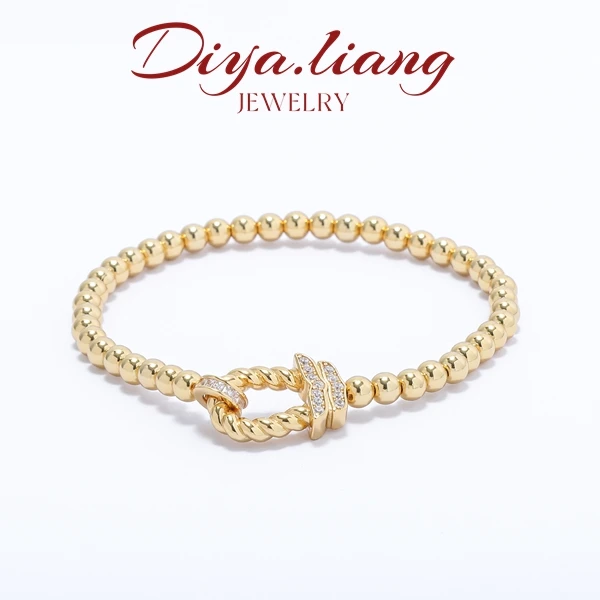 925银手链 梁雅帝新品【马蹄满天星】金色系气质百搭时尚银手链