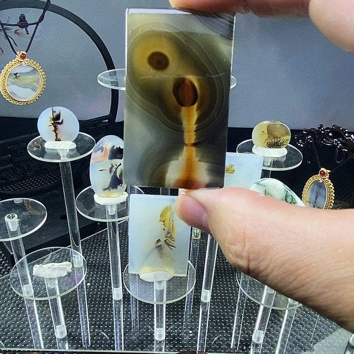 合成碳硅石非金属时尚图纹画面石饰品