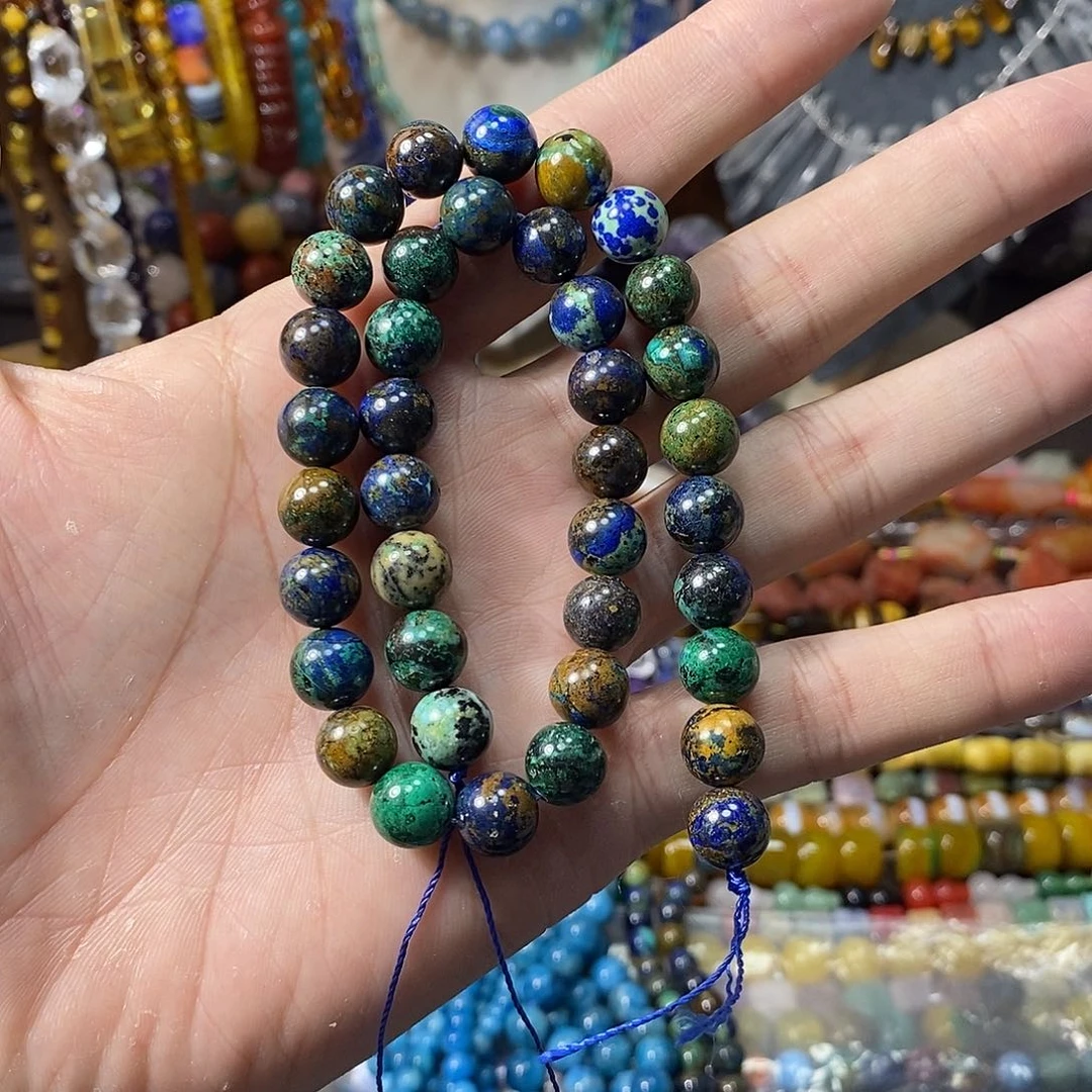 石英质玉未镶嵌，天然凤凰青金10mm，