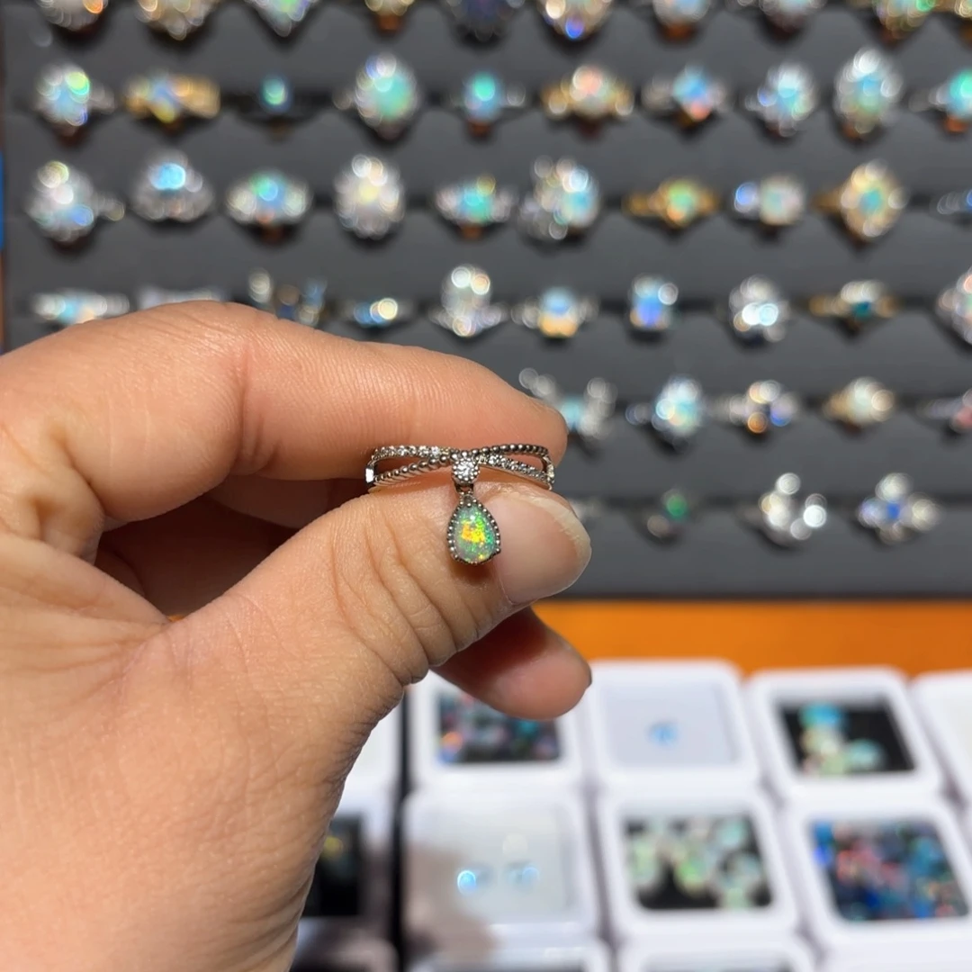 欧泊戒指银S925镶嵌戒指