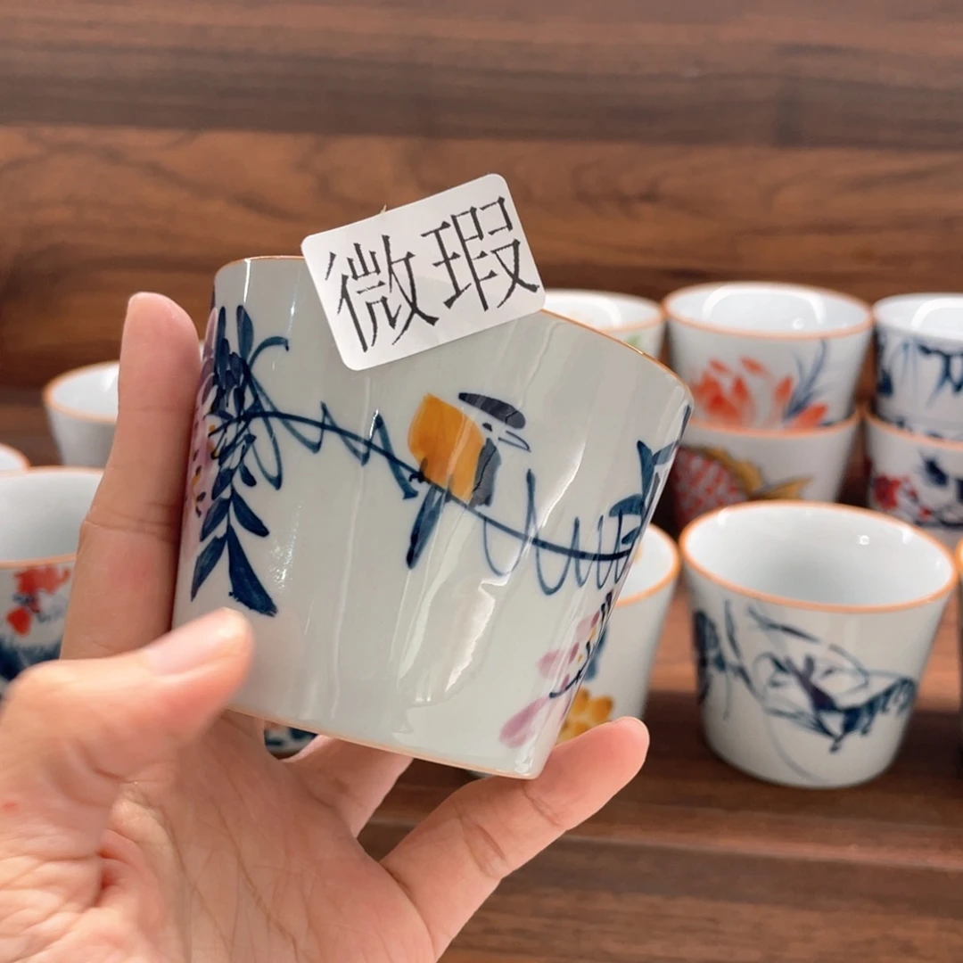 釉下手绘茶具微瑕