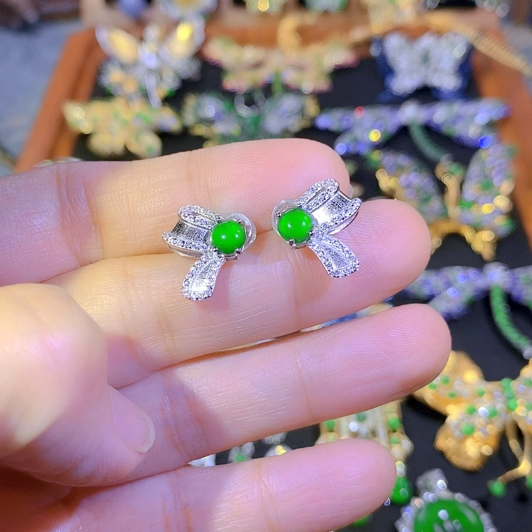 吊坠(不含链)银S925镶嵌翡翠