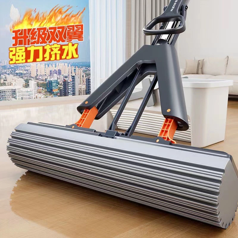 胶棉免手洗海绵拖把家用一拖净新款吸水对折式大号胶棉头地拖墩布