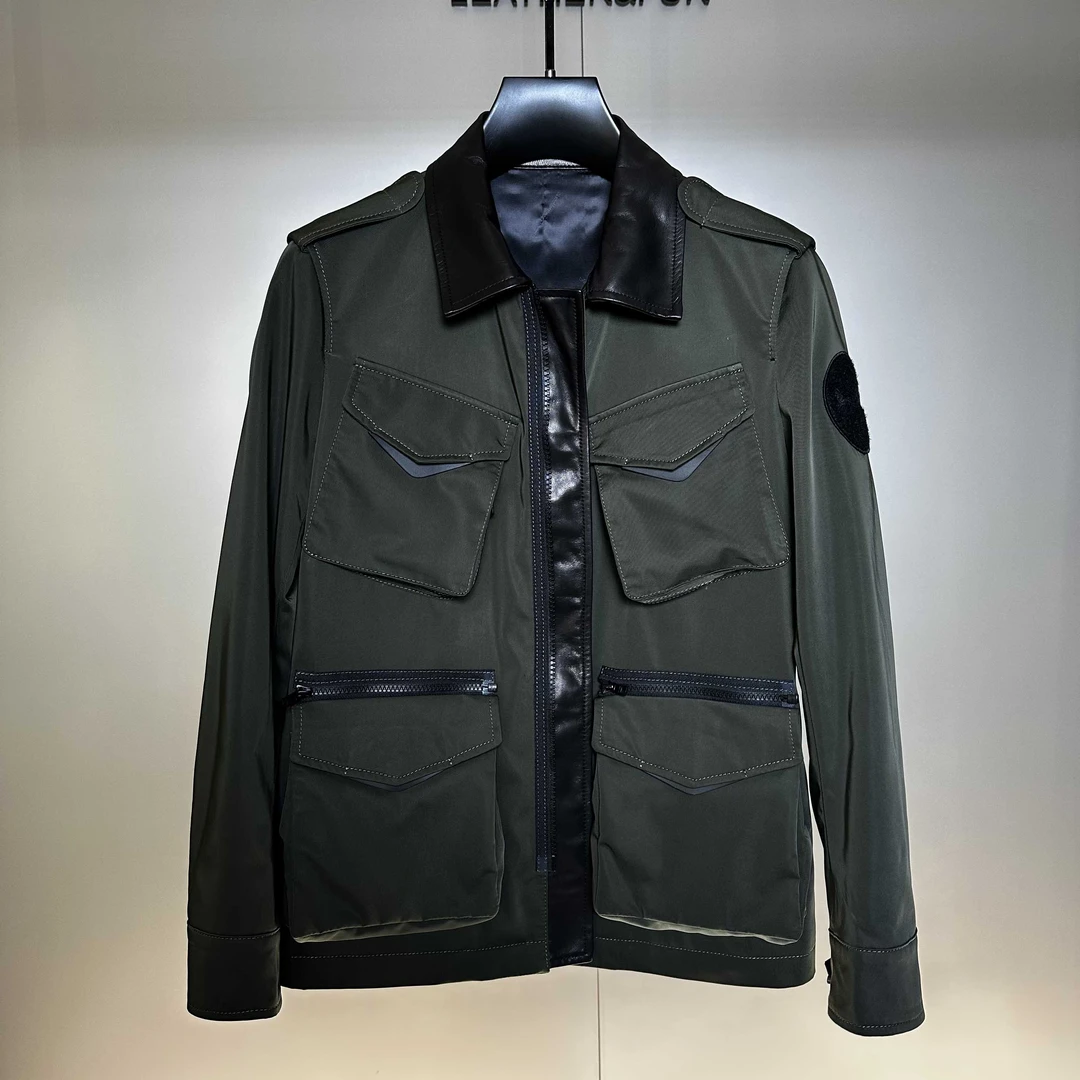 Gupaisi/古派诗清仓M65工装猎装男士秋季面料拼接真皮优质多口袋