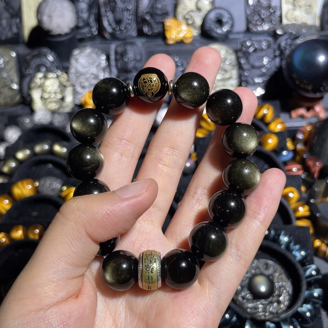 黑曜岩未镶嵌手串人****影马