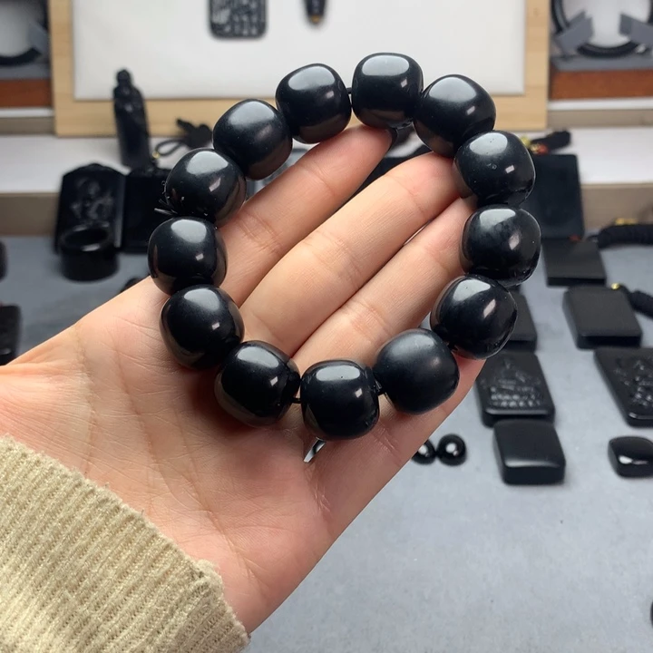 和田玉（墨玉）未镶嵌手串特价18mm