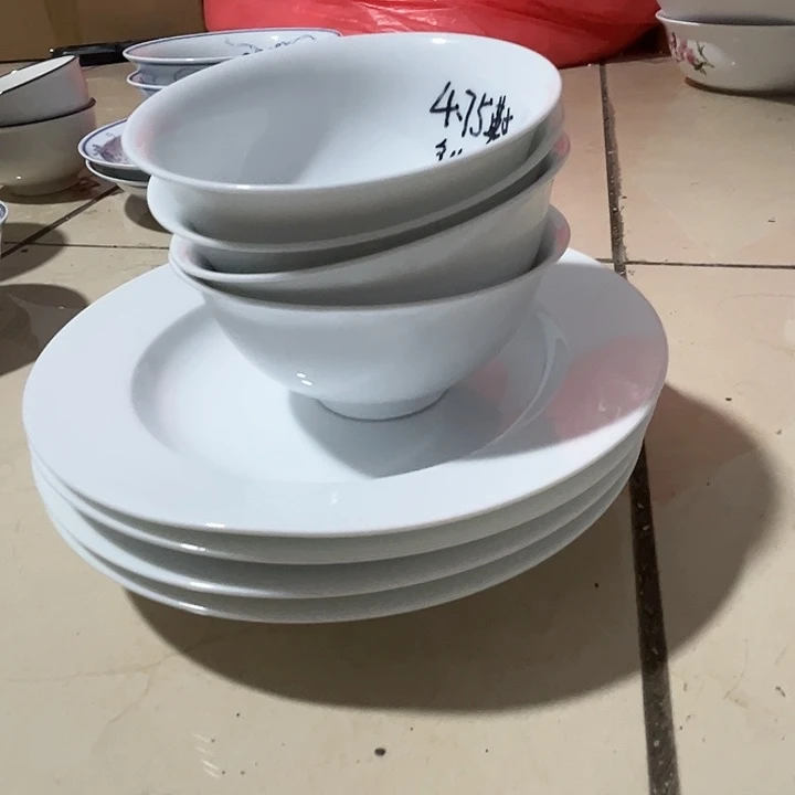 瓷片景德镇高温釉下彩餐具4碗4盘
