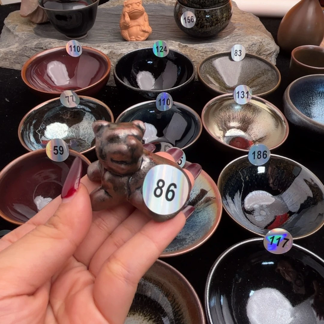 济***司茶盏86柴烧茶宠摆件工艺品